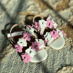 Janie and Jack Pink and White Floral Sandals